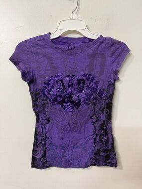 Angels & Diamonds Purple Foil Graphic Short Sleeve Tee